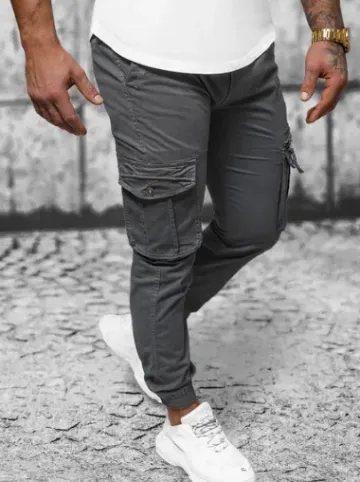 Spodnie męskie chino joggery grafitowe NB/MP0201GS^Ozonee Sale