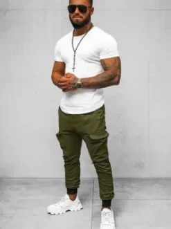 Spodnie męskie chino joggery khaki O/475^Ozonee Online