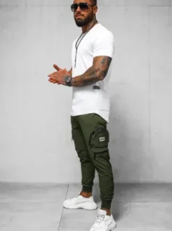Spodnie męskie chino joggery khaki O/PS5501^Ozonee Best