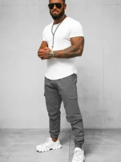 Spodnie męskie chino joggery szare O/G3014Z^Ozonee Fashion