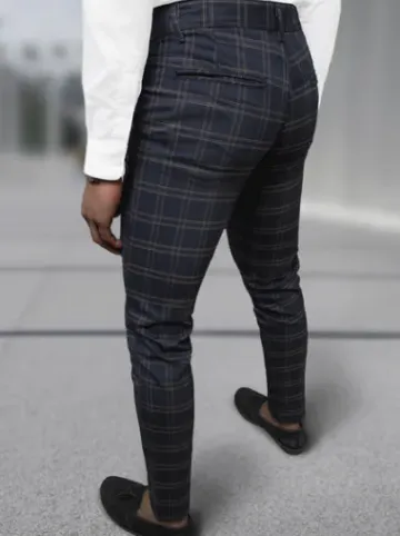 Spodnie męskie chino materiałowe granatowe DJ/5632^Ozonee New