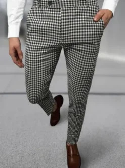 Spodnie męskie chino materiałowe czarno-białe DJ/5531^Ozonee New