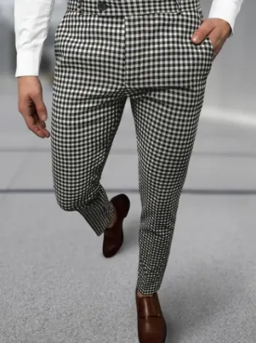 Spodnie męskie chino materiałowe czarno-białe DJ/5531^Ozonee New