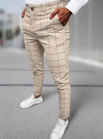 Spodnie męskie chino materiałowe beżowe DJ/5522Z^Ozonee Online