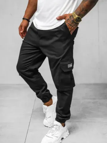 Spodnie męskie joggery czarne O/G3006Z^Ozonee Discount