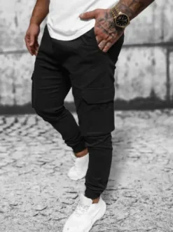 Spodnie męskie joggery czarne O/G3043^Ozonee New