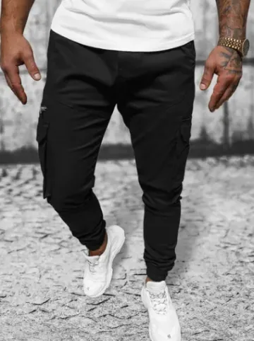Spodnie męskie joggery czarne O/G3043^Ozonee New