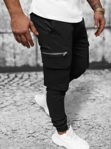 Spodnie męskie joggery czarne O/G3043^Ozonee New