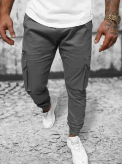 Spodnie męskie joggery szare O/G3043^Ozonee Best