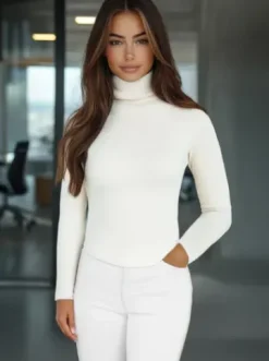 Sweter damski biały JS/8009/8Z^Ozonee Fashion