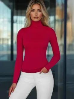 Sweter damski bordowy JS/8009/5Z^Ozonee Online