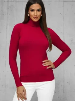 Sweter damski bordowy JS/8009/5^Ozonee Best