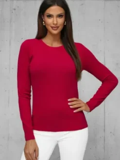 Sweter damski bordowy JS/8005/5^Ozonee Clearance