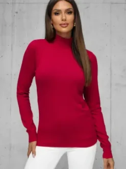 Sweter damski bordowy JS/8003/5^Ozonee Hot