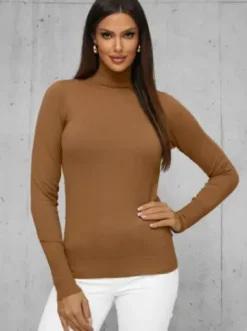 Sweter damski camelowy JS/8009/7^Ozonee Fashion