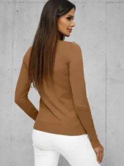 Sweter damski camelowy JS/8009/7^Ozonee Fashion