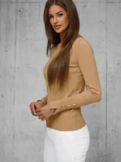 Sweter damski camelowy JS/8002/2^Ozonee Clearance