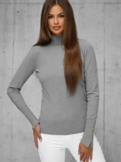 Sweter damski ciemno-szary JS/8002/3^Ozonee Best