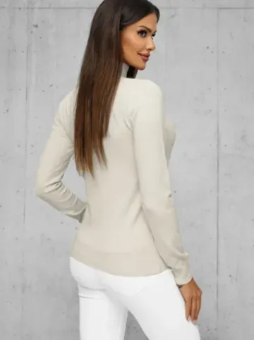 Sweter damski jasno-beżowy JS/8003/4^Ozonee Online