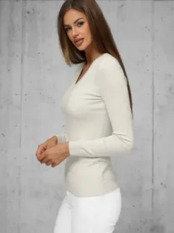 Sweter damski jasno-beżowy JS/8006/4^Ozonee Sale