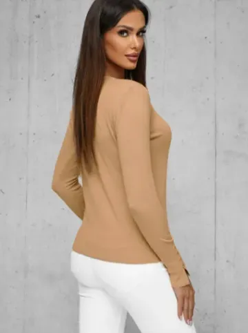 Sweter damski jasno-camelowy JS/8004/2^Ozonee Fashion