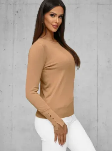 Sweter damski jasno-camelowy JS/8004/2^Ozonee Fashion