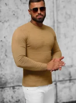 Sweter męski beżowy O/ZZ190131^Ozonee Best