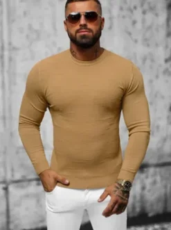Sweter męski beżowy O/ZZ190131^Ozonee Best