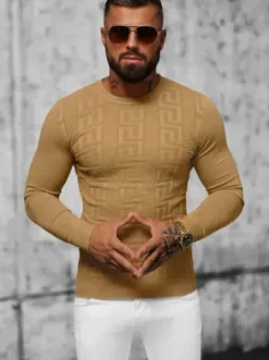 Sweter męski beżowy O/ZZ190126^Ozonee Online