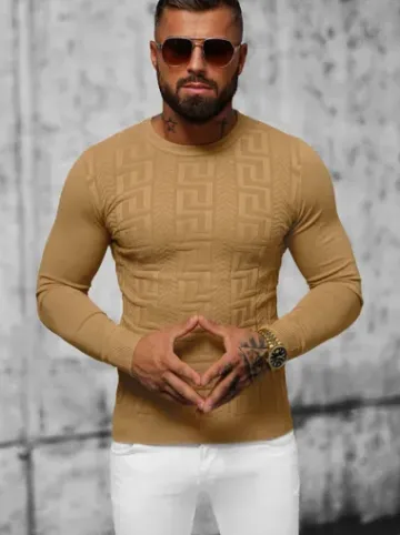 Sweter męski beżowy O/ZZ190126^Ozonee Online