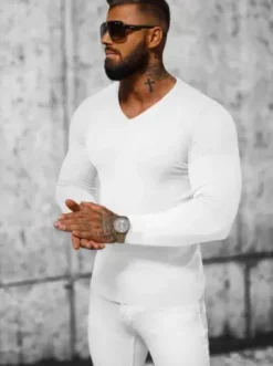 Sweter męski biały NB/MMB601/1Z^Ozonee Fashion