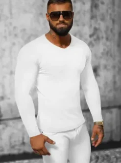 Sweter męski biały NB/MMB601/1Z^Ozonee Fashion