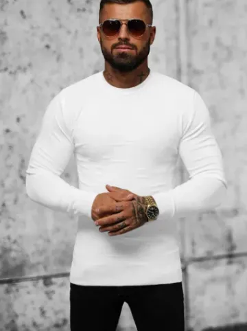 Sweter męski biały O/ZZ190131^Ozonee Hot