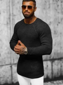 Sweter męski czarny L/2492^Ozonee Best