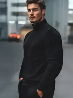 Sweter męski czarny NB/MM6007/4Z^Ozonee Hot