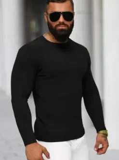 Sweter męski czarny NB/MMB602/4Z^Ozonee Fashion