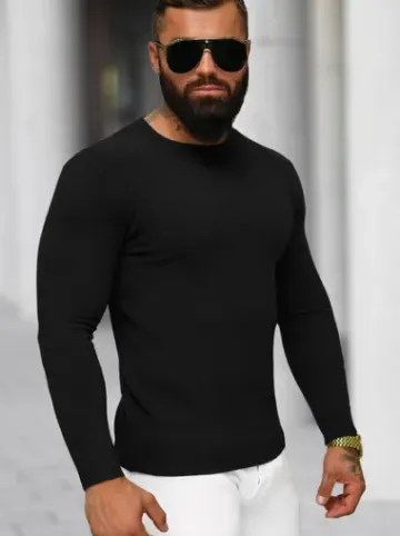 Sweter męski czarny NB/MMB602/4Z^Ozonee Fashion