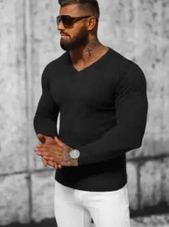Sweter męski czarny NB/MMB601/4Z^Ozonee Discount
