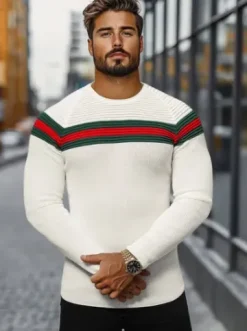 Sweter męski ecru L/2457Z^Ozonee Fashion