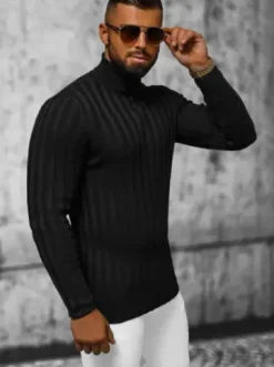 Sweter męski golf czarny L/2300Z^Ozonee Discount