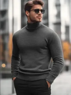 Sweter męski golf grafitowy O/GM303Z^Ozonee Best