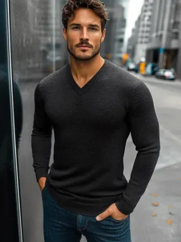 Sweter męski grafitowy BL/M007Z^Ozonee Clearance
