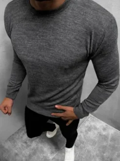 Sweter męski grafitowy O/KS03Z^Ozonee Fashion