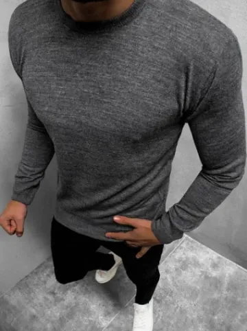 Sweter męski grafitowy O/KS03Z^Ozonee Fashion