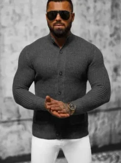 Sweter męski grafitowy NB/MM6020/3^Ozonee Fashion