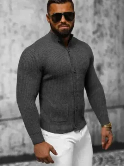 Sweter męski grafitowy NB/MM6020/3^Ozonee Fashion
