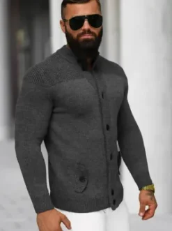 Sweter męski kardigan grafitowy NB/MM6011/3Z^Ozonee Hot