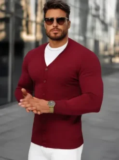 Sweter męski rozpinany bordowy NB/MM6006/7Z^Ozonee Outlet