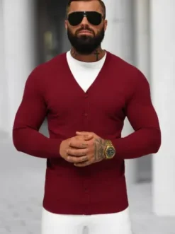 Sweter męski rozpinany bordowy NB/MM6006/7Z^Ozonee Fashion