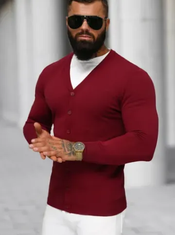 Sweter męski rozpinany bordowy NB/MM6006/7Z^Ozonee Fashion